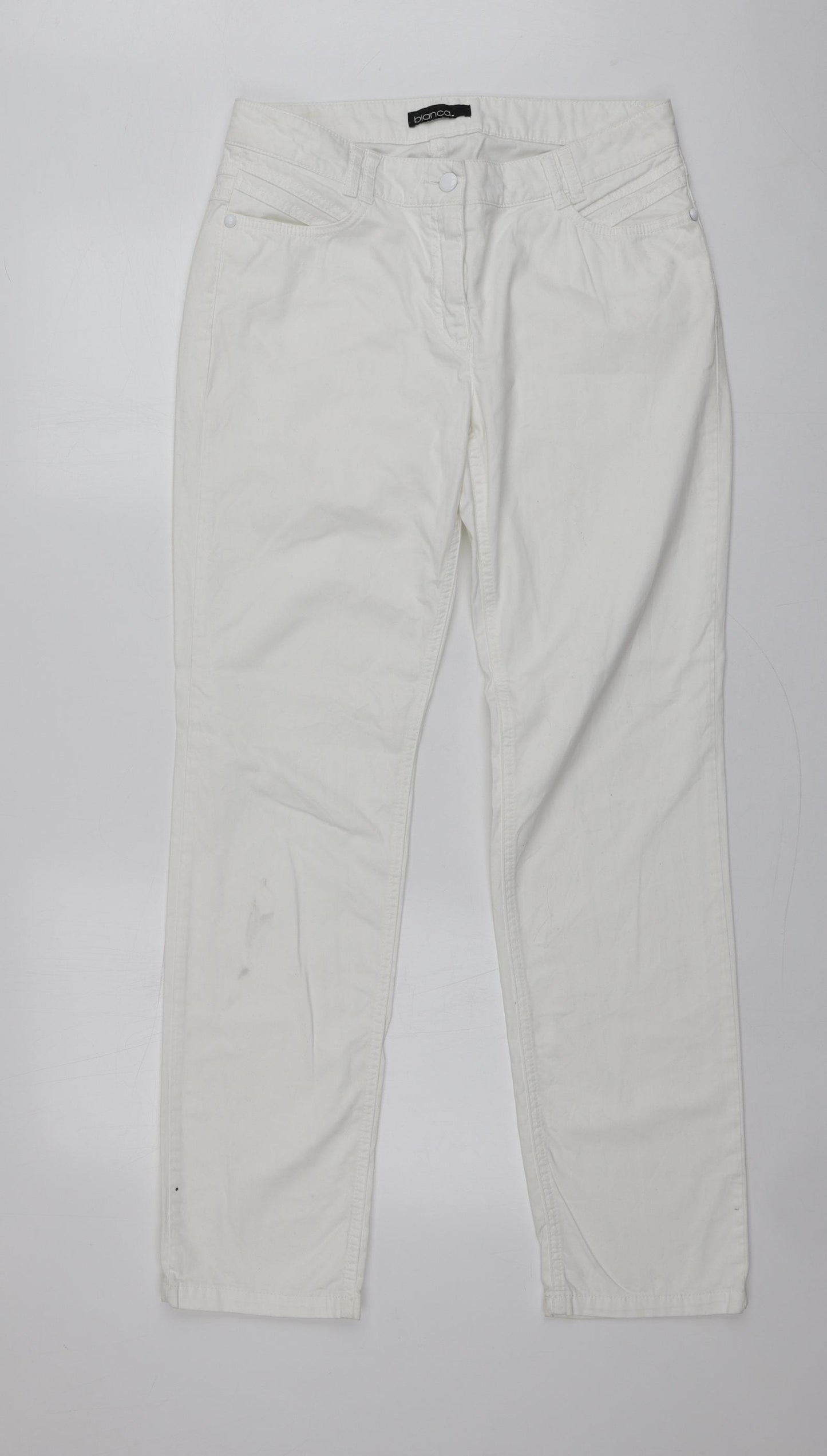Bianca Womens White  Cotton Trousers  Size 14 L31 in Regular