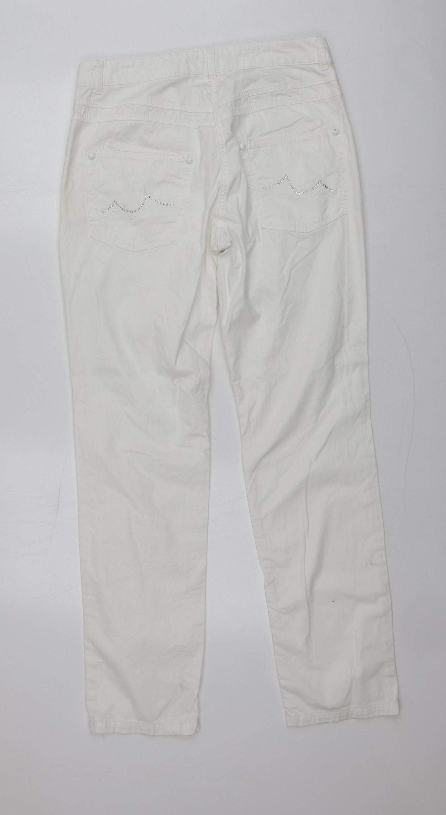 Bianca Womens White  Cotton Trousers  Size 14 L31 in Regular