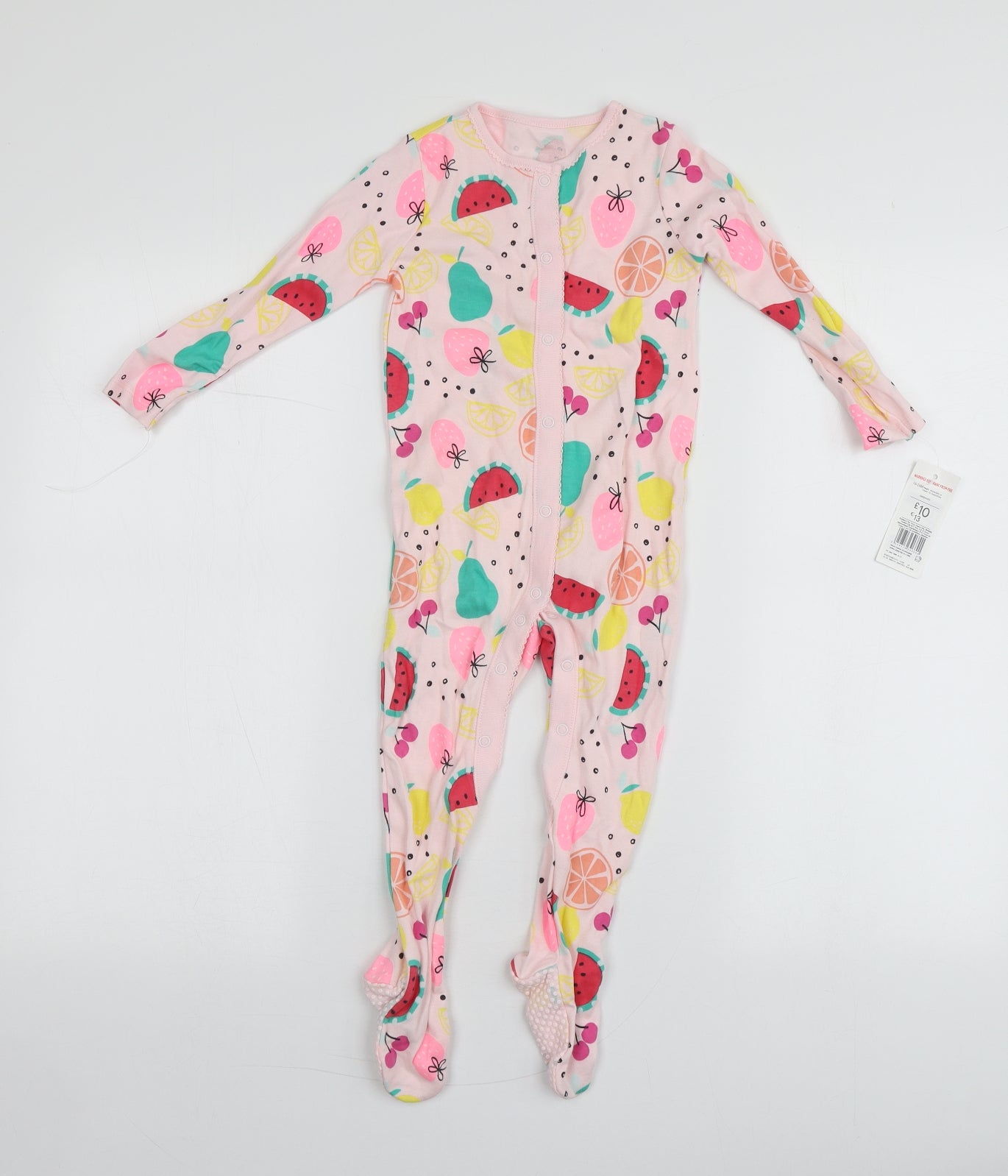Fred&Flo Girls Pink Geometric 100% Cotton Babygrow One-Piece Size 18-24 Months