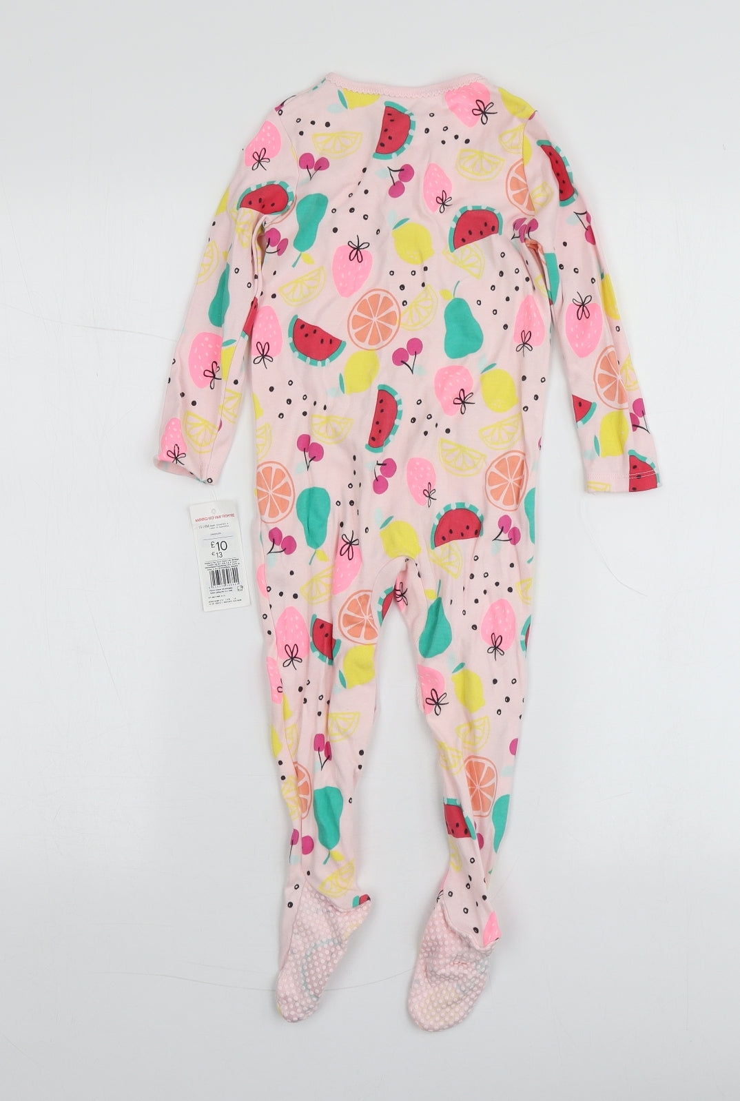 Fred&Flo Girls Pink Geometric 100% Cotton Babygrow One-Piece Size 18-24 Months