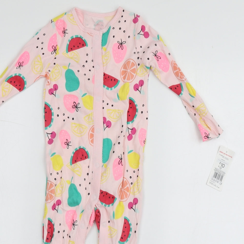 Fred&Flo Girls Pink Geometric 100% Cotton Babygrow One-Piece Size 18-24 Months