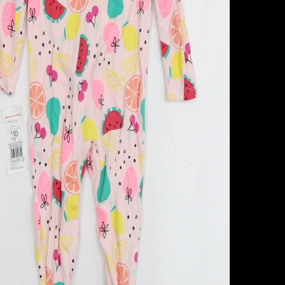 Fred&Flo Girls Pink Geometric 100% Cotton Babygrow One-Piece Size 18-24 Months