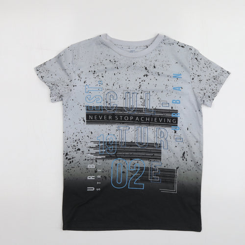 Urban Utlaws Boys Grey Geometric Polyester Basic T-Shirt Size 11-12 Years Round Neck