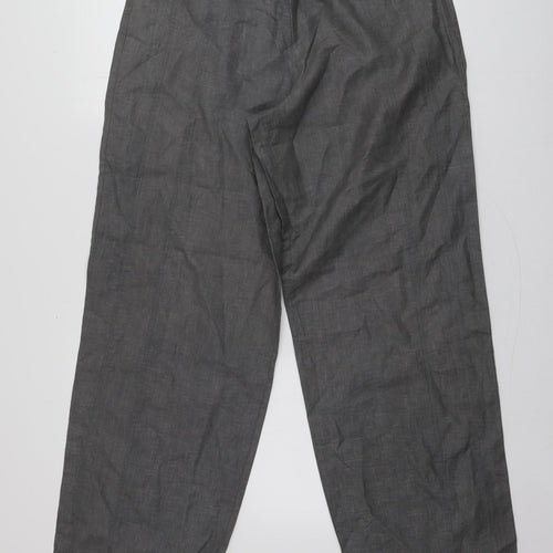 Sarah Pacini Womens Grey  Linen Trousers  Size 4 L31 in Regular