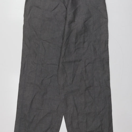 Sarah Pacini Womens Grey  Linen Trousers  Size 4 L31 in Regular