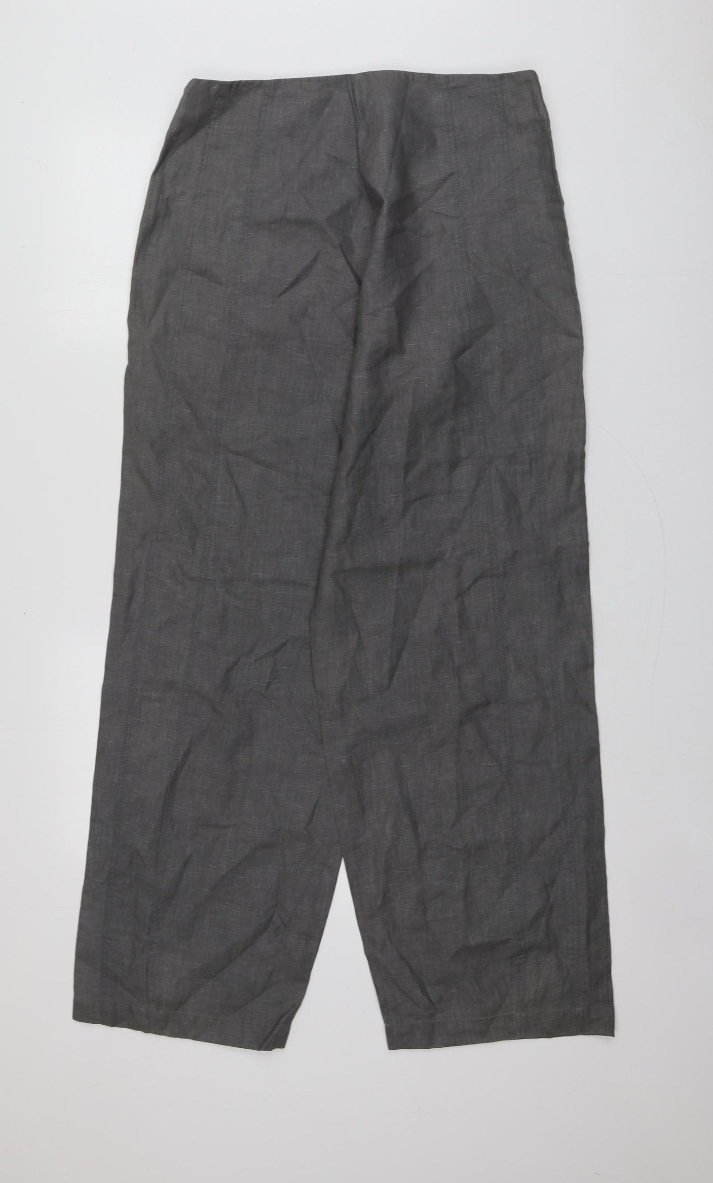 Sarah Pacini Womens Grey  Linen Trousers  Size 4 L31 in Regular
