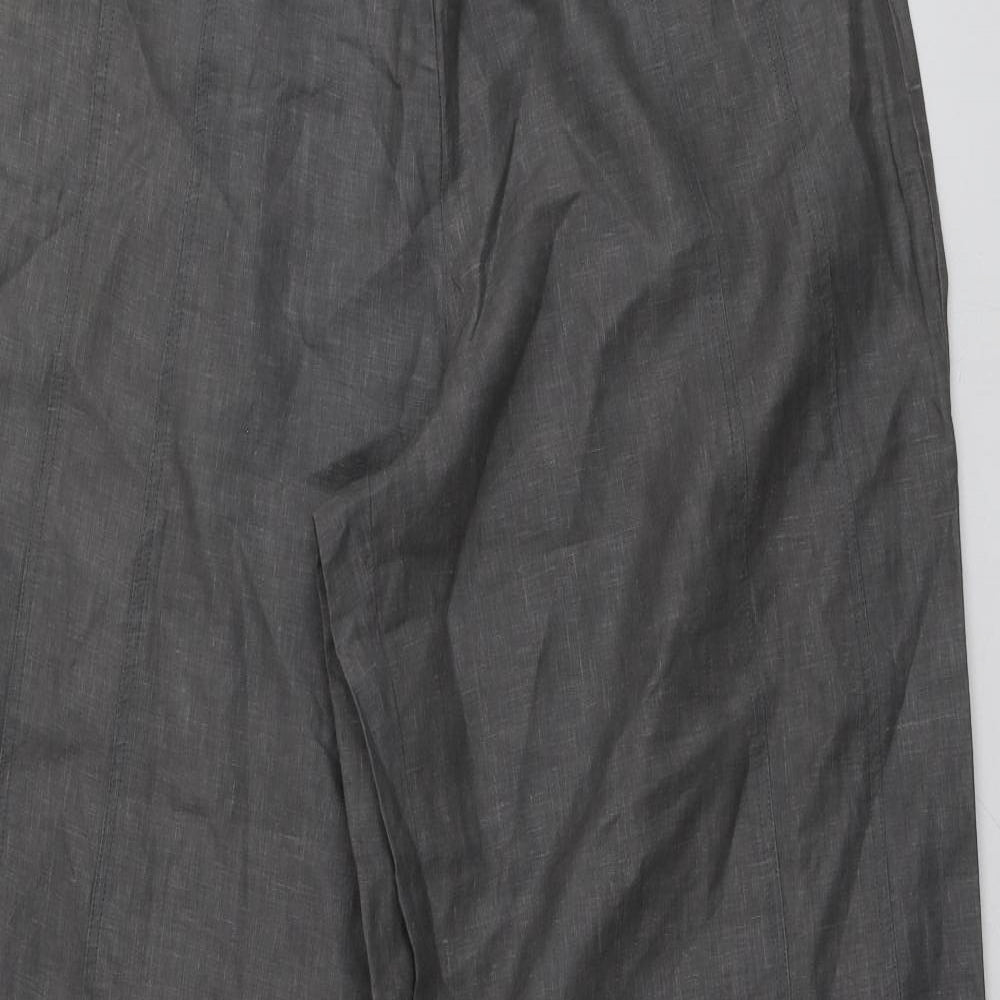 Sarah Pacini Womens Grey  Linen Trousers  Size 4 L31 in Regular
