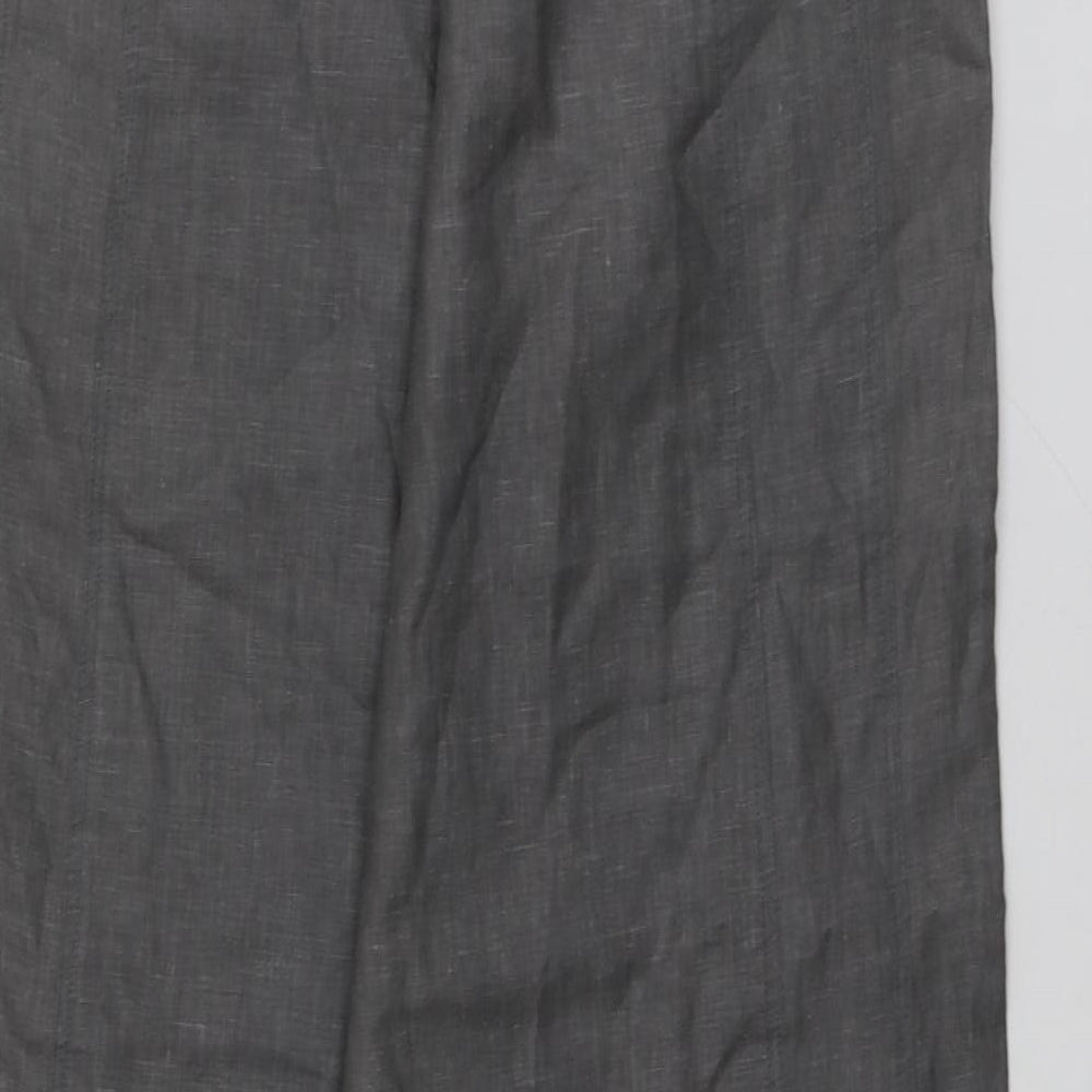 Sarah Pacini Womens Grey  Linen Trousers  Size 4 L31 in Regular