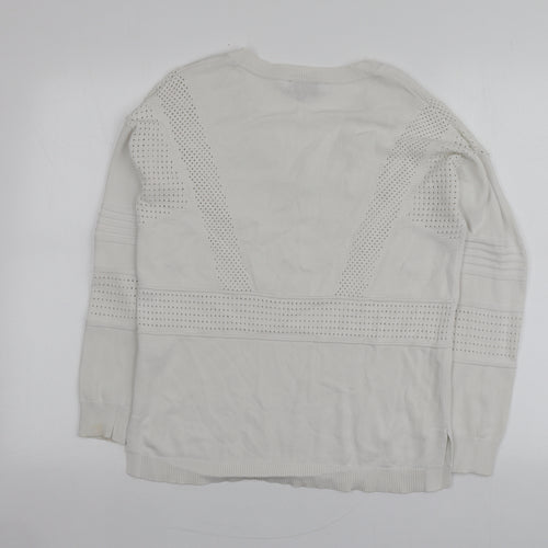 Topshop Womens White V-Neck  Viscose Pullover Jumper Size 8