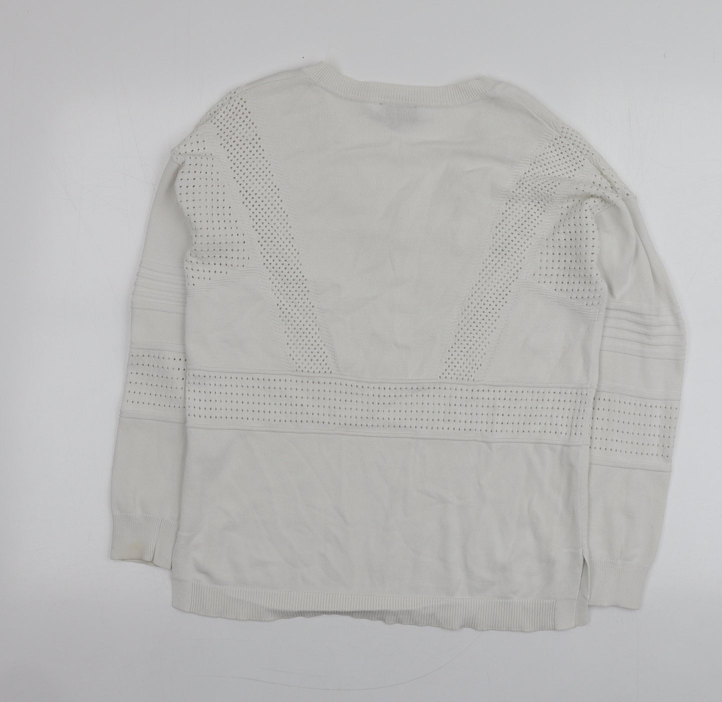 Topshop Womens White V-Neck  Viscose Pullover Jumper Size 8