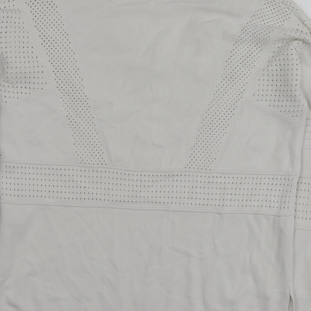 Topshop Womens White V-Neck  Viscose Pullover Jumper Size 8