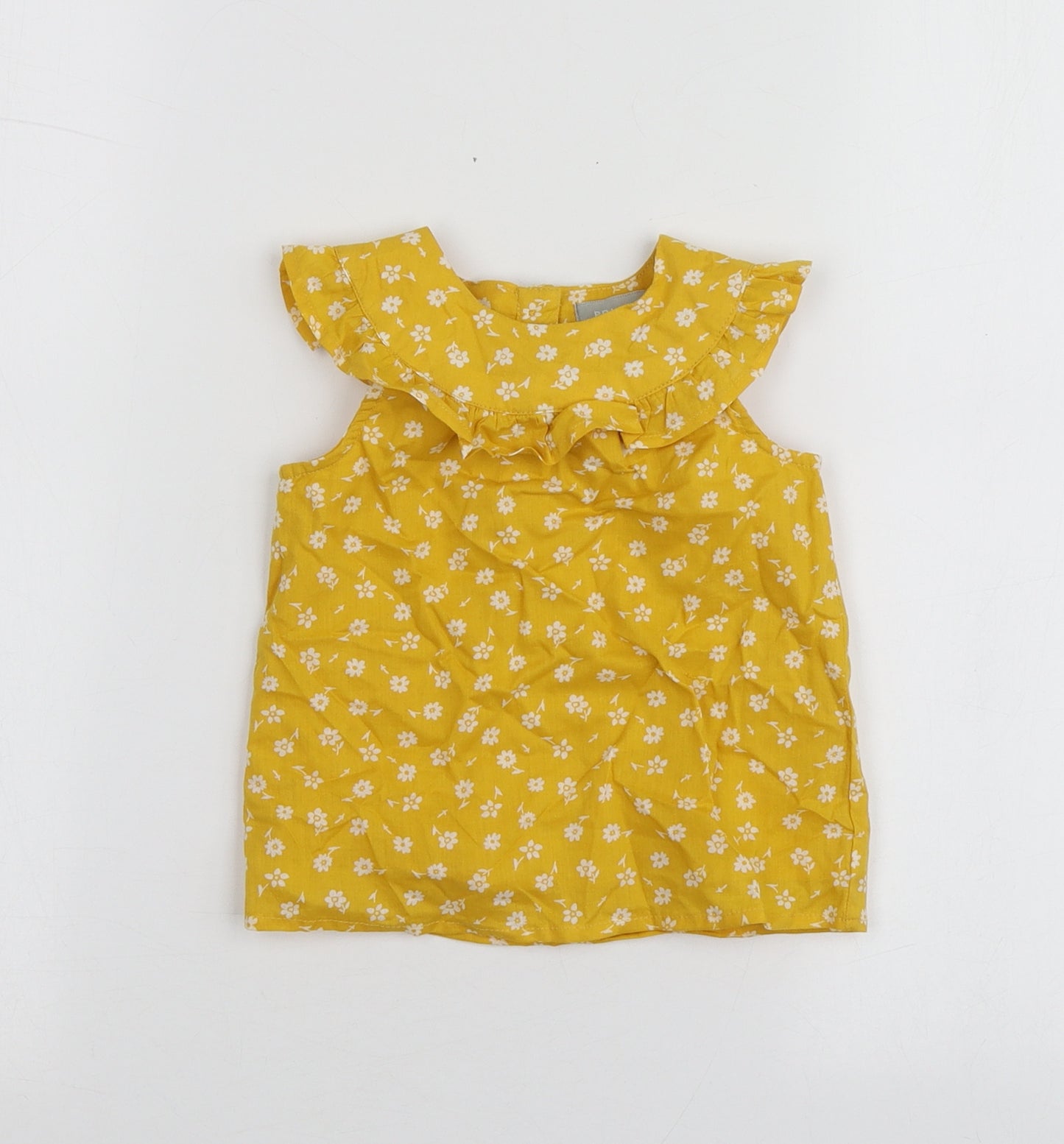 Primark  Yellow Floral 100% Cotton Basic T-Shirt Size 18-24 Months Round Neck