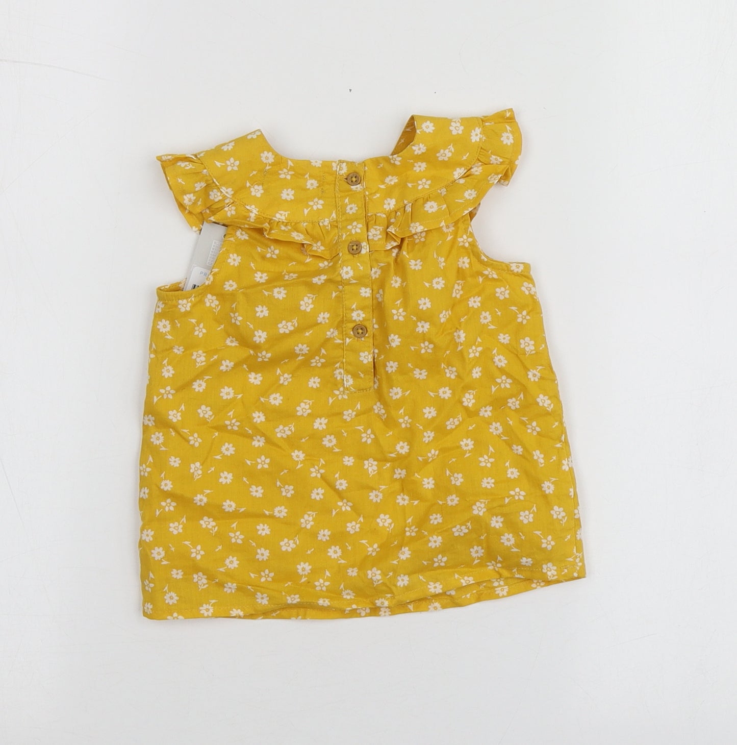 Primark  Yellow Floral 100% Cotton Basic T-Shirt Size 18-24 Months Round Neck
