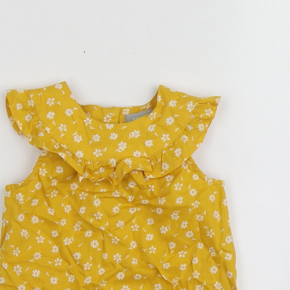 Primark  Yellow Floral 100% Cotton Basic T-Shirt Size 18-24 Months Round Neck