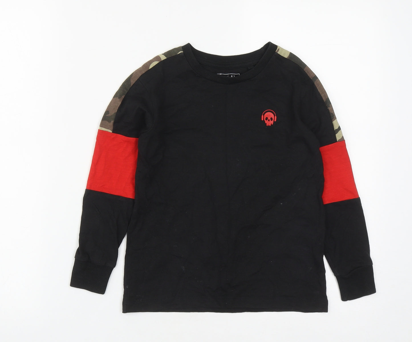NEXT Boys Black  Cotton Basic Casual Size 6 Years Round Neck  - Skull print