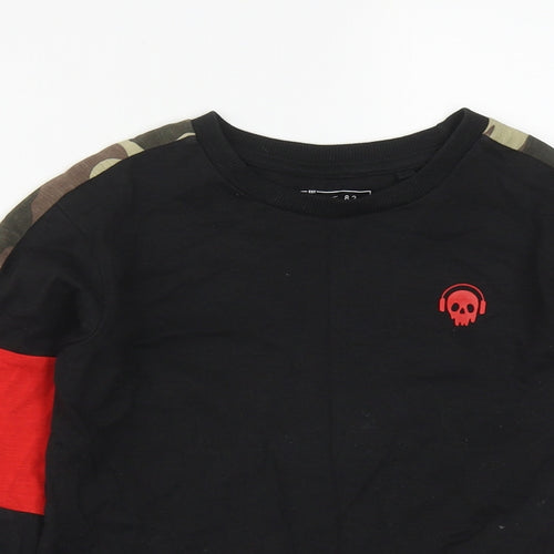 NEXT Boys Black  Cotton Basic Casual Size 6 Years Round Neck  - Skull print