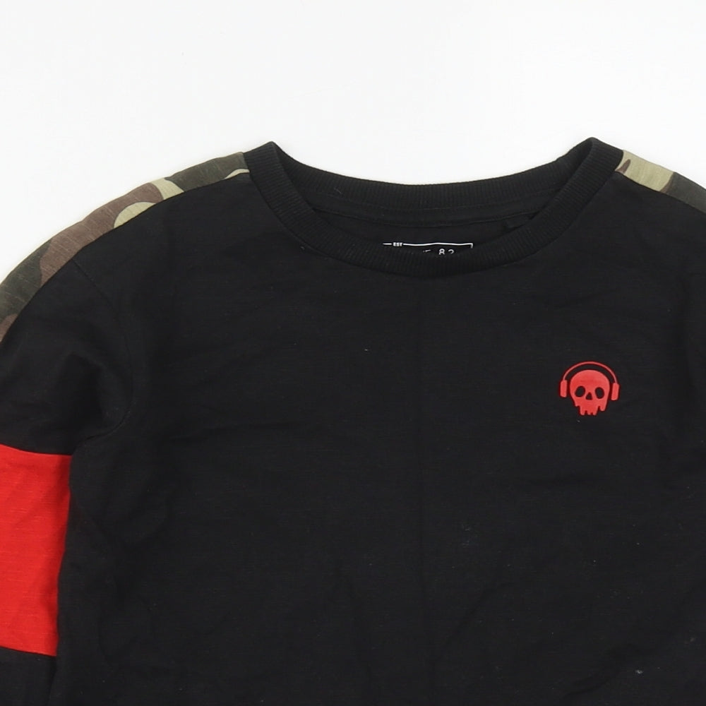 NEXT Boys Black  Cotton Basic Casual Size 6 Years Round Neck  - Skull print
