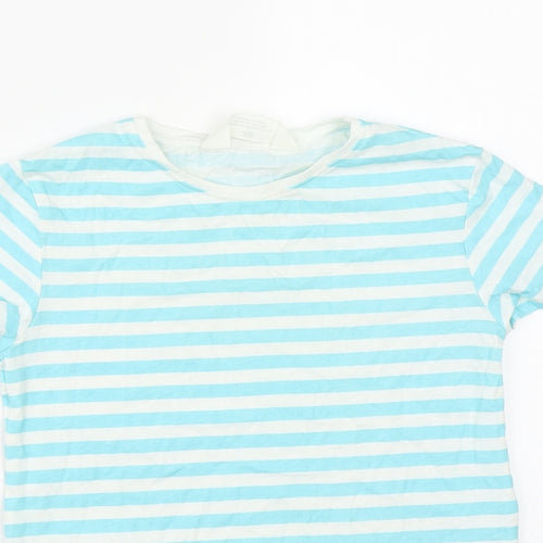 H&M Girls Multicoloured Striped Cotton Basic T-Shirt Size 8 Years Round Neck