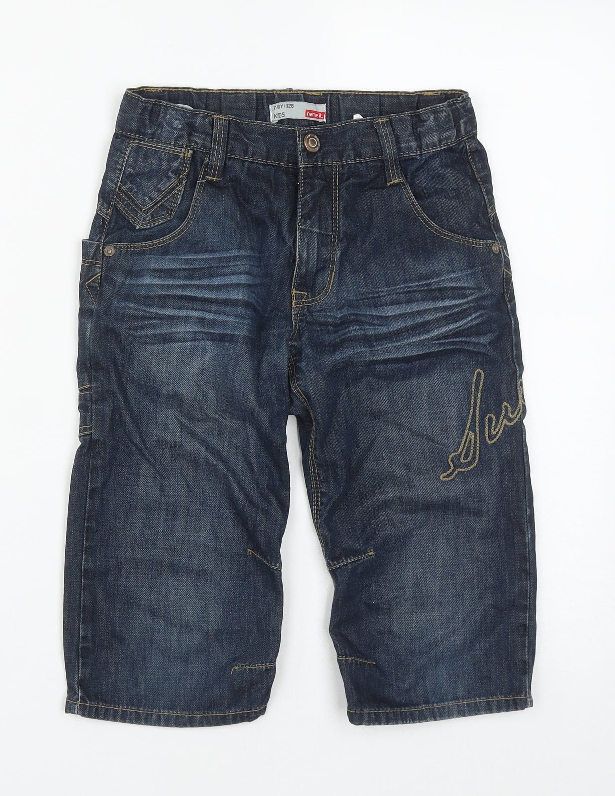 name it Boys Blue  Cotton Straight Jeans Size 6-7 Years  Regular Zip