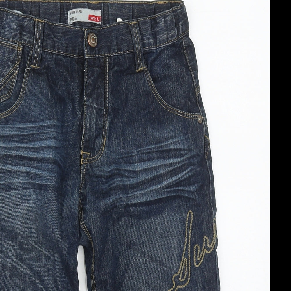 name it Boys Blue  Cotton Straight Jeans Size 6-7 Years  Regular Zip