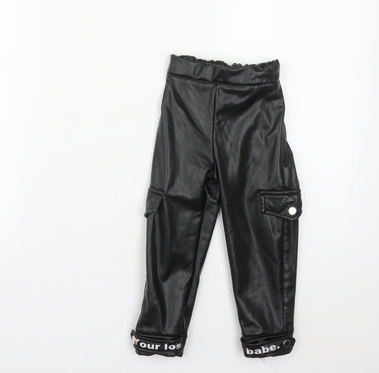 Bordo  Girls Black  Polyamide Cargo Trousers Size 3 Years  Regular