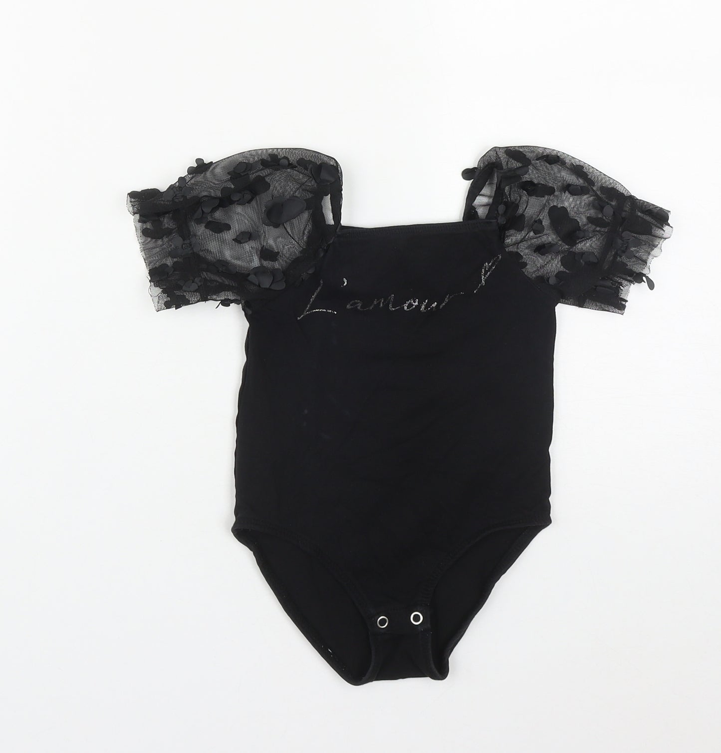 River Island Girls Black  Cotton Babygrow One-Piece Size 18-24 Months  Snap - L' Amour
