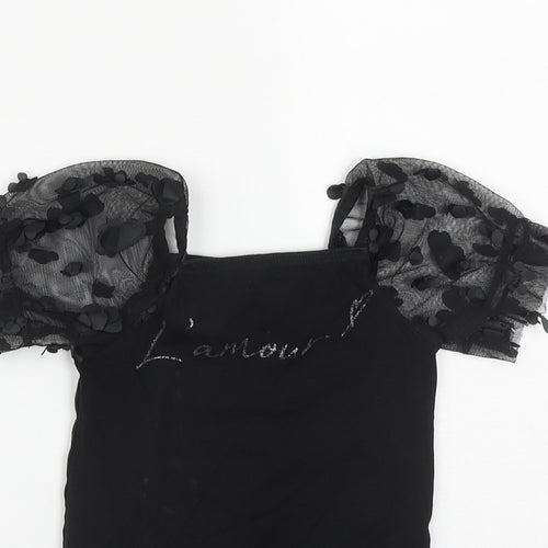 River Island Girls Black  Cotton Babygrow One-Piece Size 18-24 Months  Snap - L' Amour