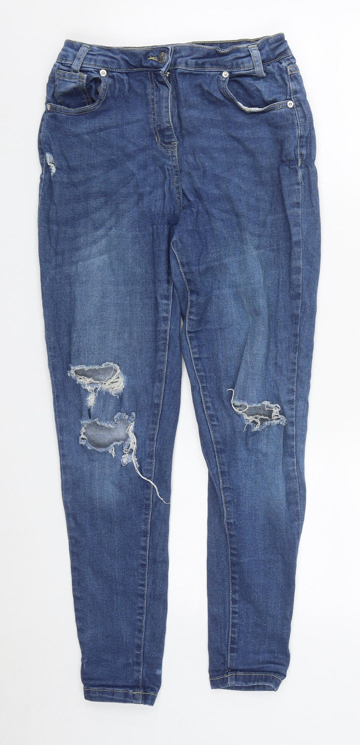 Parisian Womens Blue Cotton Straight Jeans Size 8 L27 in Regular Zip