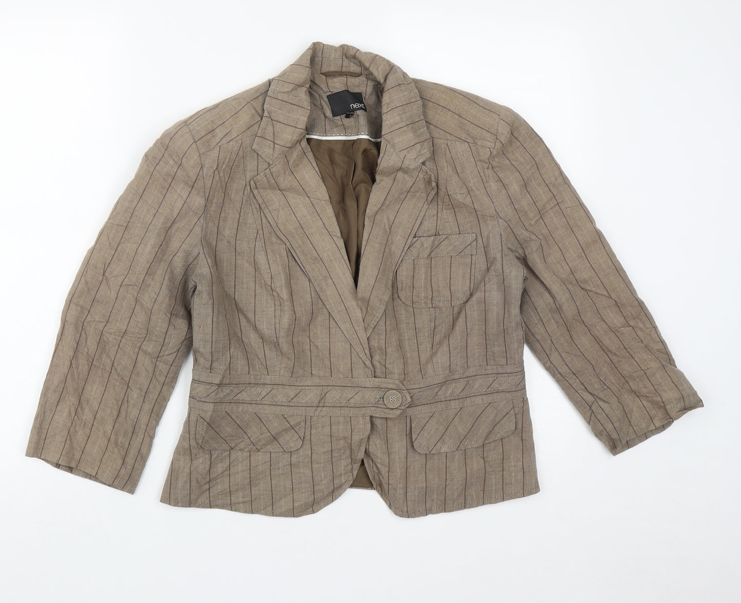 NEXT Womens Brown Striped  Jacket  Size 14  Button