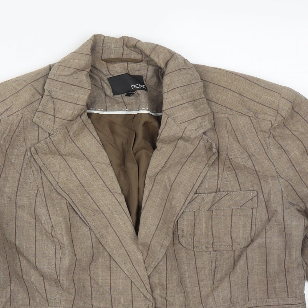 NEXT Womens Brown Striped  Jacket  Size 14  Button