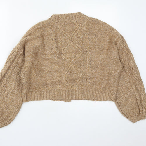 George Womens Brown V-Neck  Acrylic Cardigan Jumper Size M