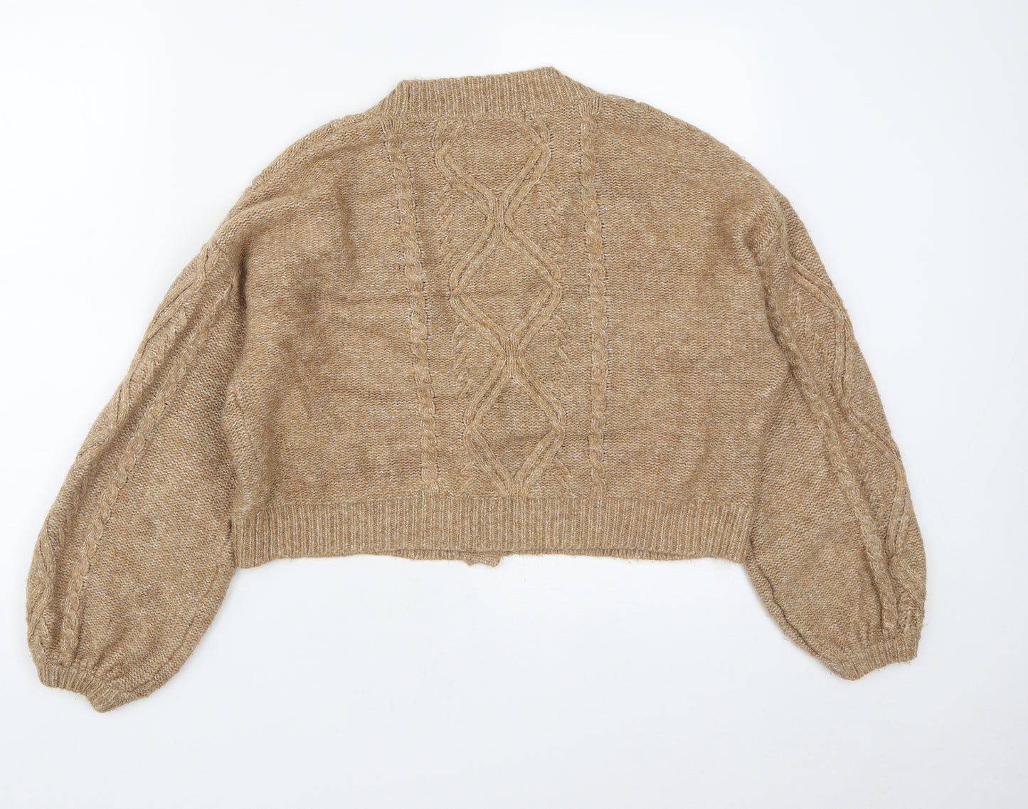 George Womens Brown V-Neck  Acrylic Cardigan Jumper Size M