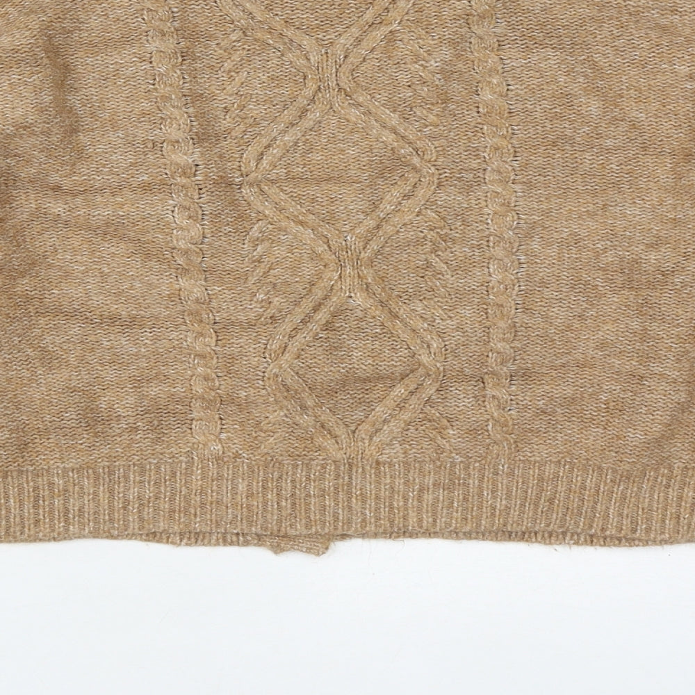 George Womens Brown V-Neck  Acrylic Cardigan Jumper Size M