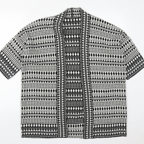 Warehouse Womens Gold V-Neck Geometric Acrylic Cardigan Jumper Size S