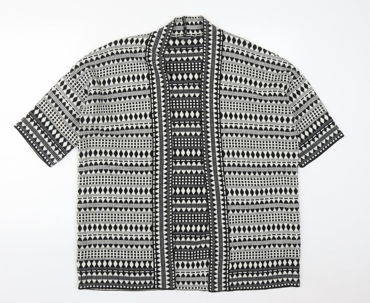 Warehouse Womens Gold V-Neck Geometric Acrylic Cardigan Jumper Size S