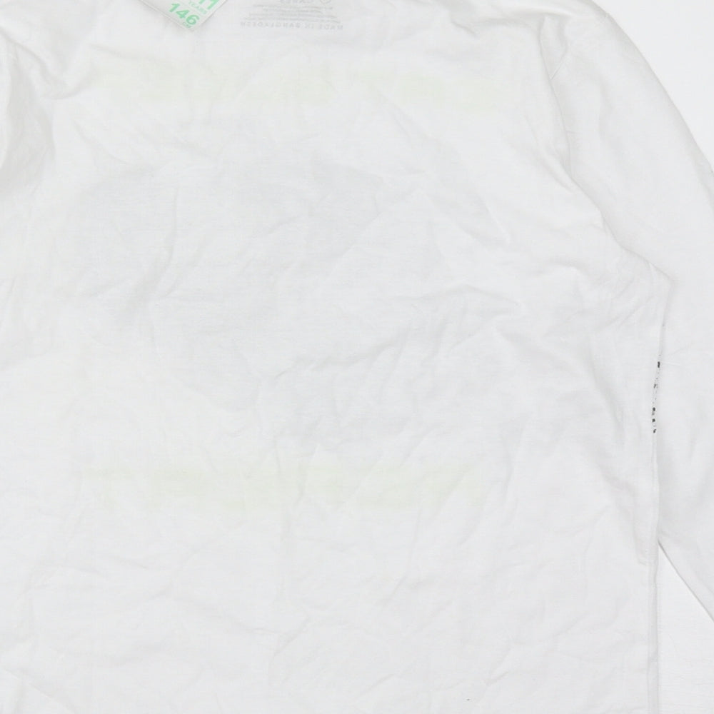 Primark Boys White  Cotton Basic Casual Size 10-11 Years Round Neck  - Football