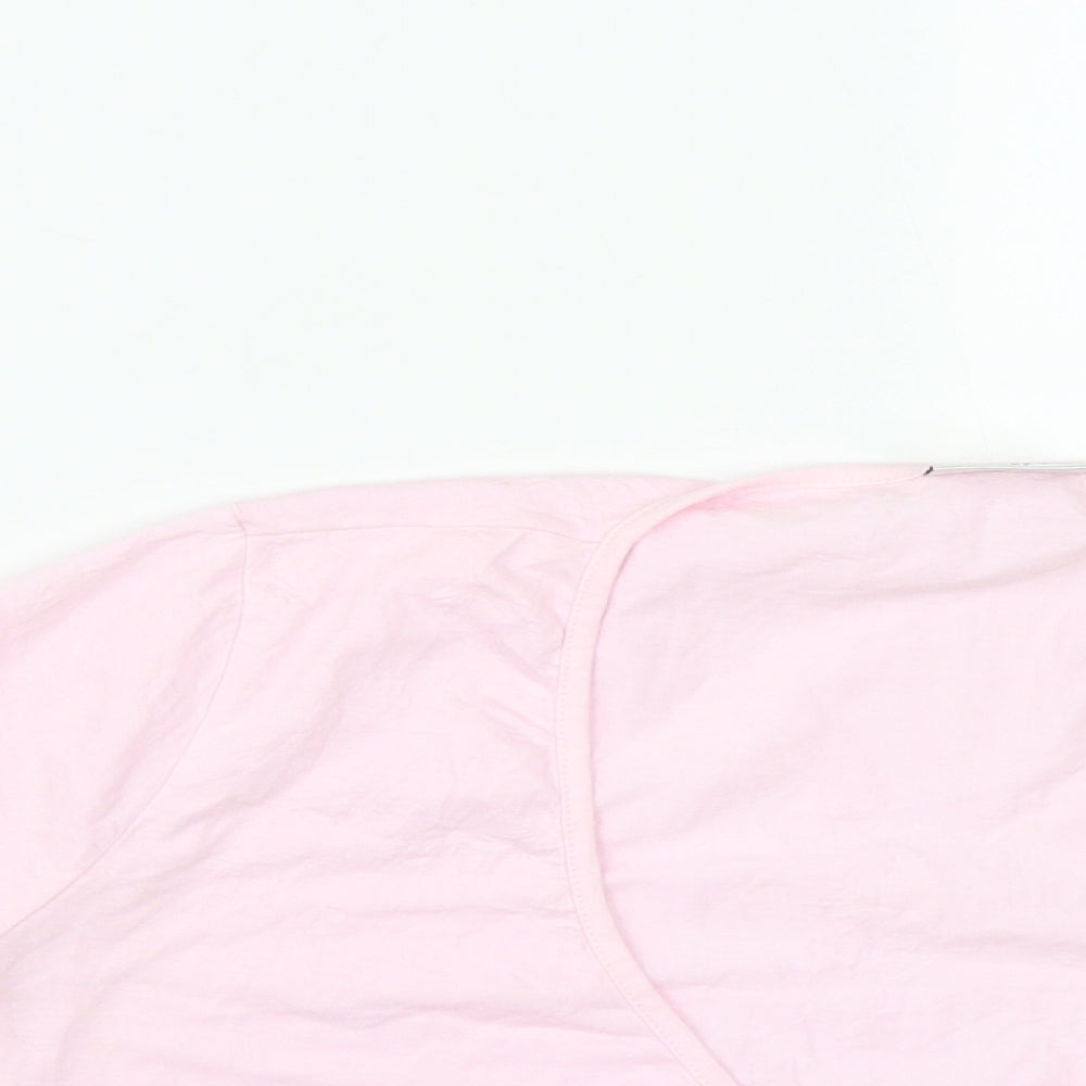 NEXT Womens Pink  Cotton Cropped T-Shirt Size 10 V-Neck