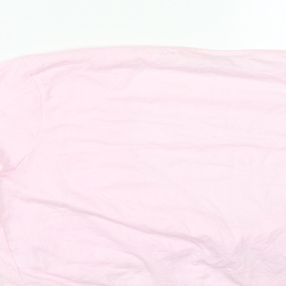 NEXT Womens Pink  Cotton Cropped T-Shirt Size 10 V-Neck