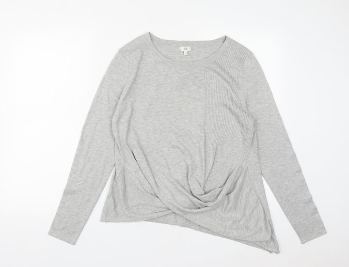 River Island Womens Grey Round Neck  Polyester Pullover Jumper Size 12
