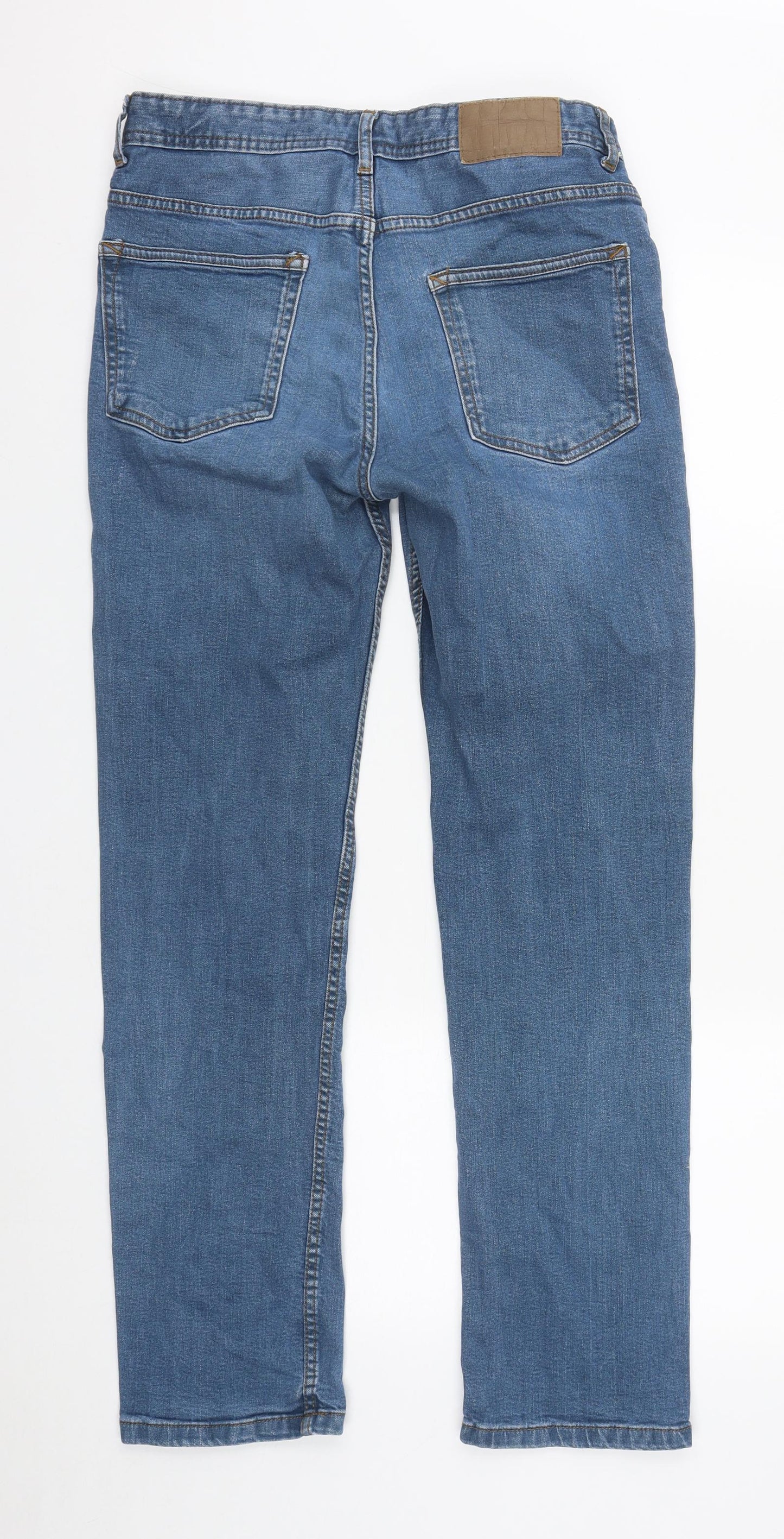 Denim & Co. Mens Blue  Cotton Straight Jeans Size 32 in L31 in Regular Zip