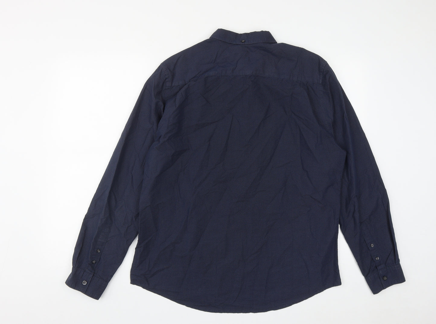 Debenhams Mens Blue  Cotton  Button-Up Size L Collared Button