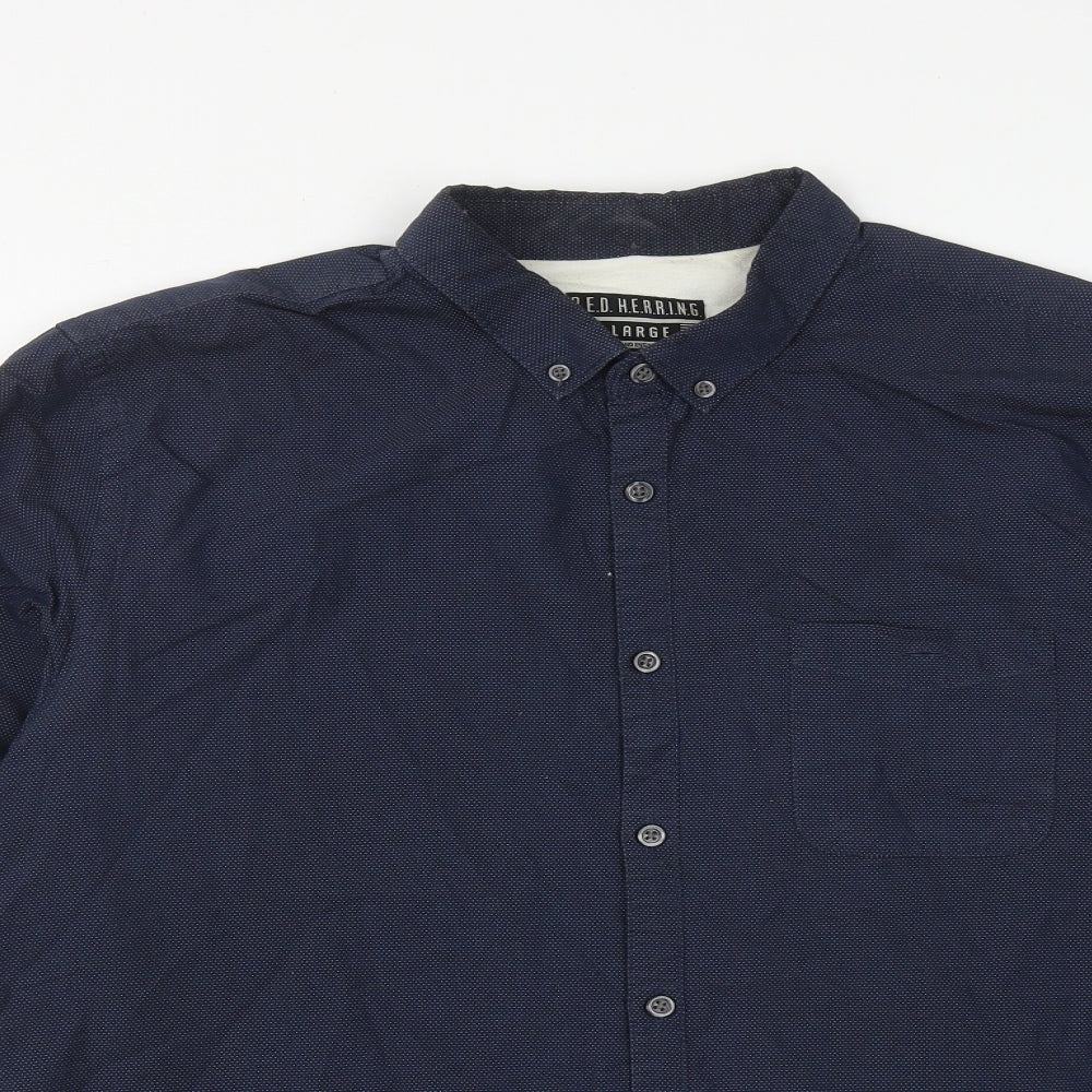 Debenhams Mens Blue  Cotton  Button-Up Size L Collared Button