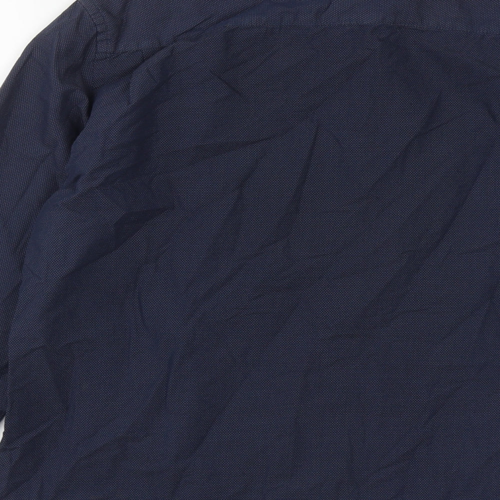 Debenhams Mens Blue  Cotton  Button-Up Size L Collared Button