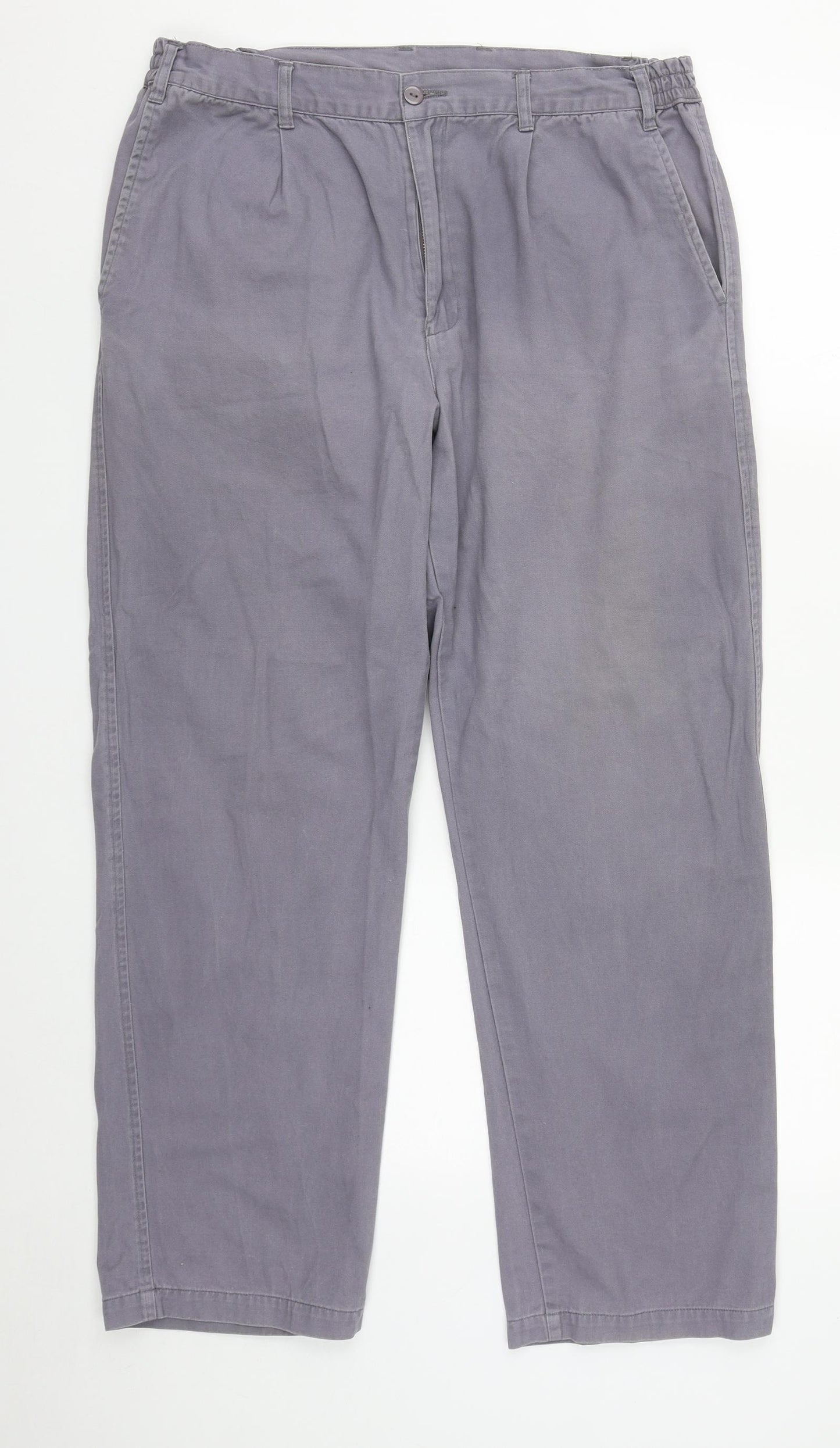 Clifford James Mens Grey  Cotton Trousers  Size 34 in L29 in Regular Zip