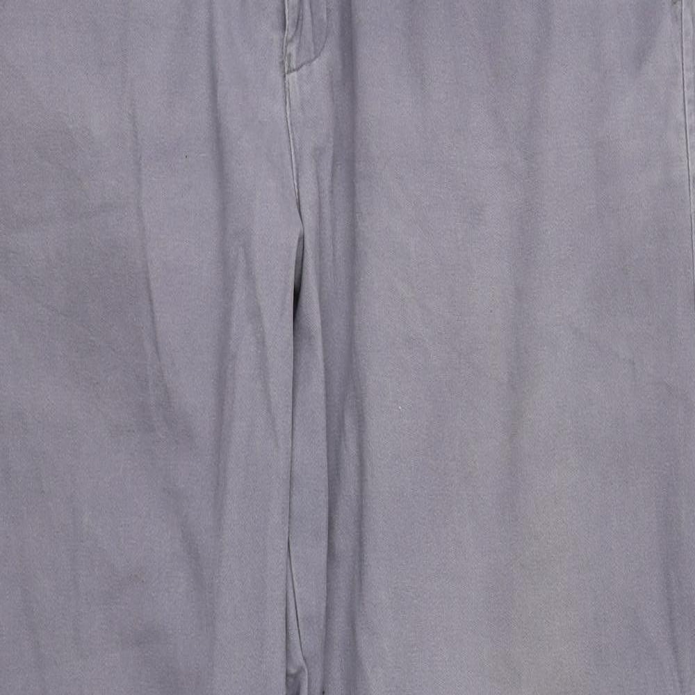Clifford James Mens Grey  Cotton Trousers  Size 34 in L29 in Regular Zip