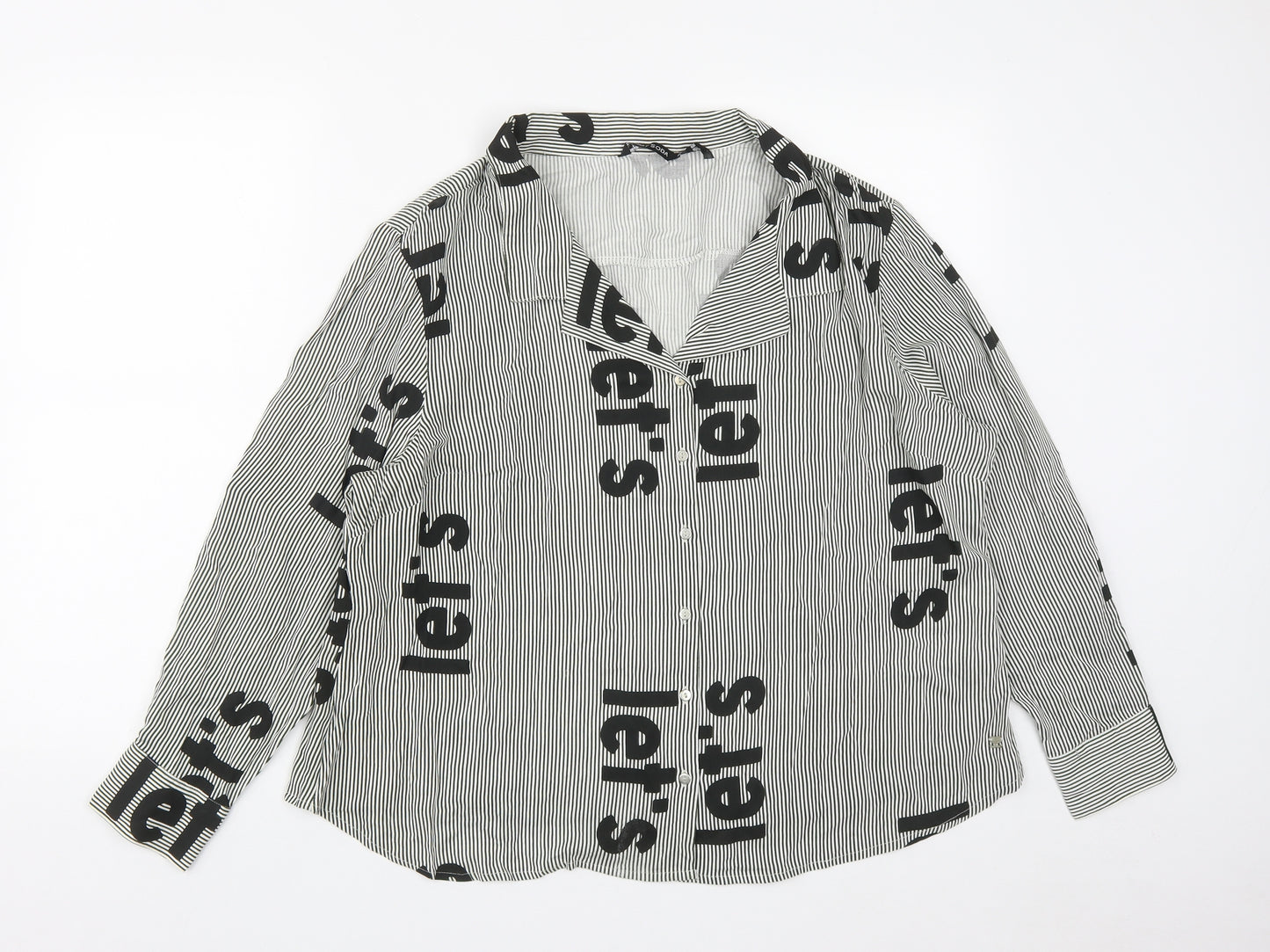 Sassy Soda Womens Multicoloured Striped Polyester Basic Button-Up Size L Collared