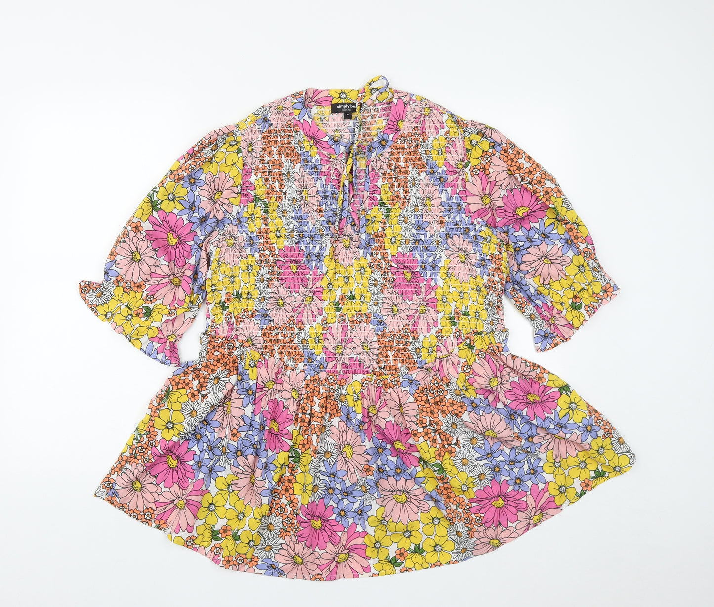 Simply Be Womens Multicoloured Floral Polyester Basic Blouse Size 16 Round Neck