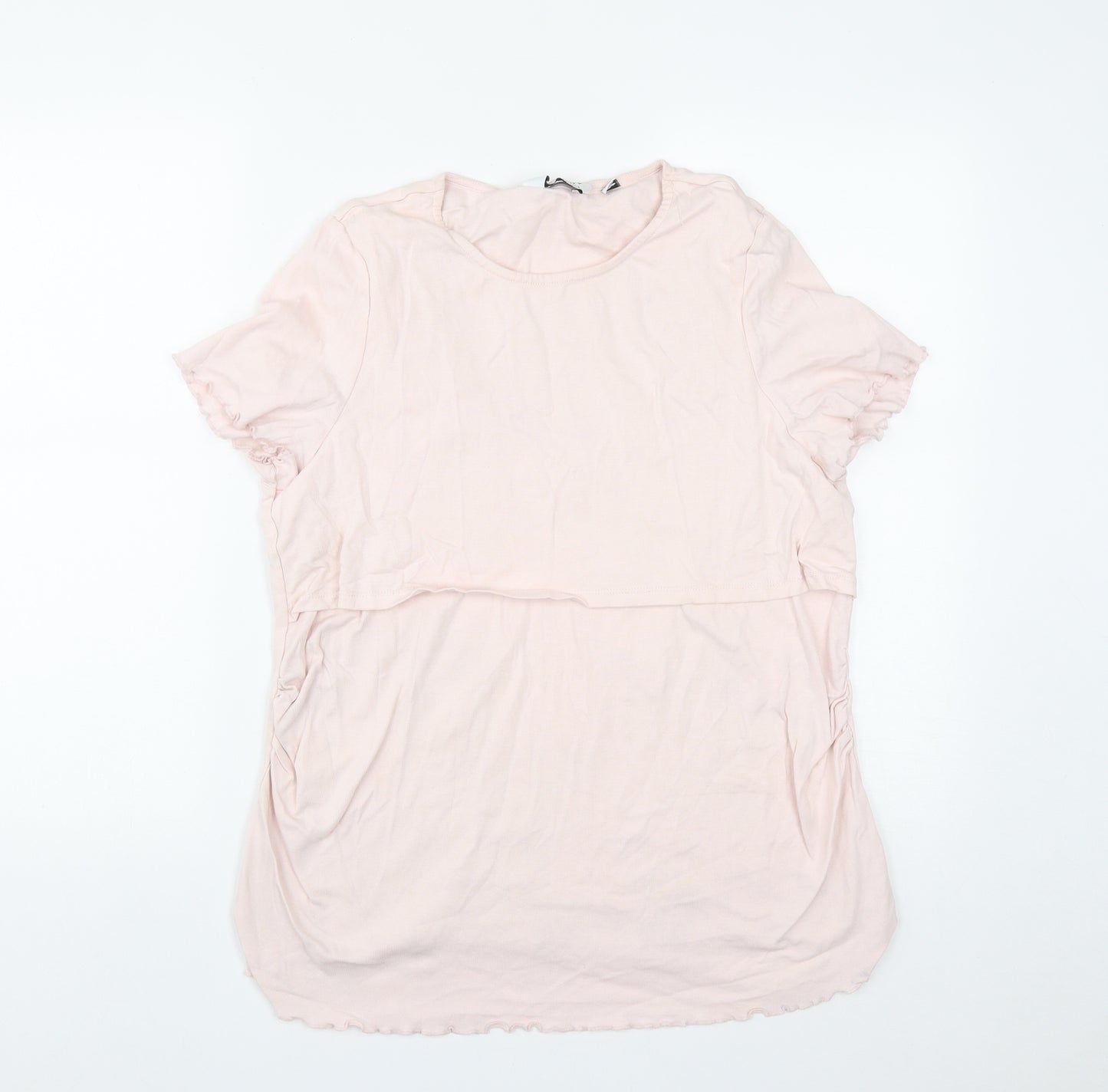Dorothy Perkins Womens Pink  Cotton Basic T-Shirt Size XL Round Neck