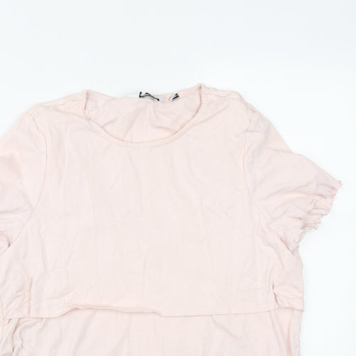 Dorothy Perkins Womens Pink  Cotton Basic T-Shirt Size XL Round Neck