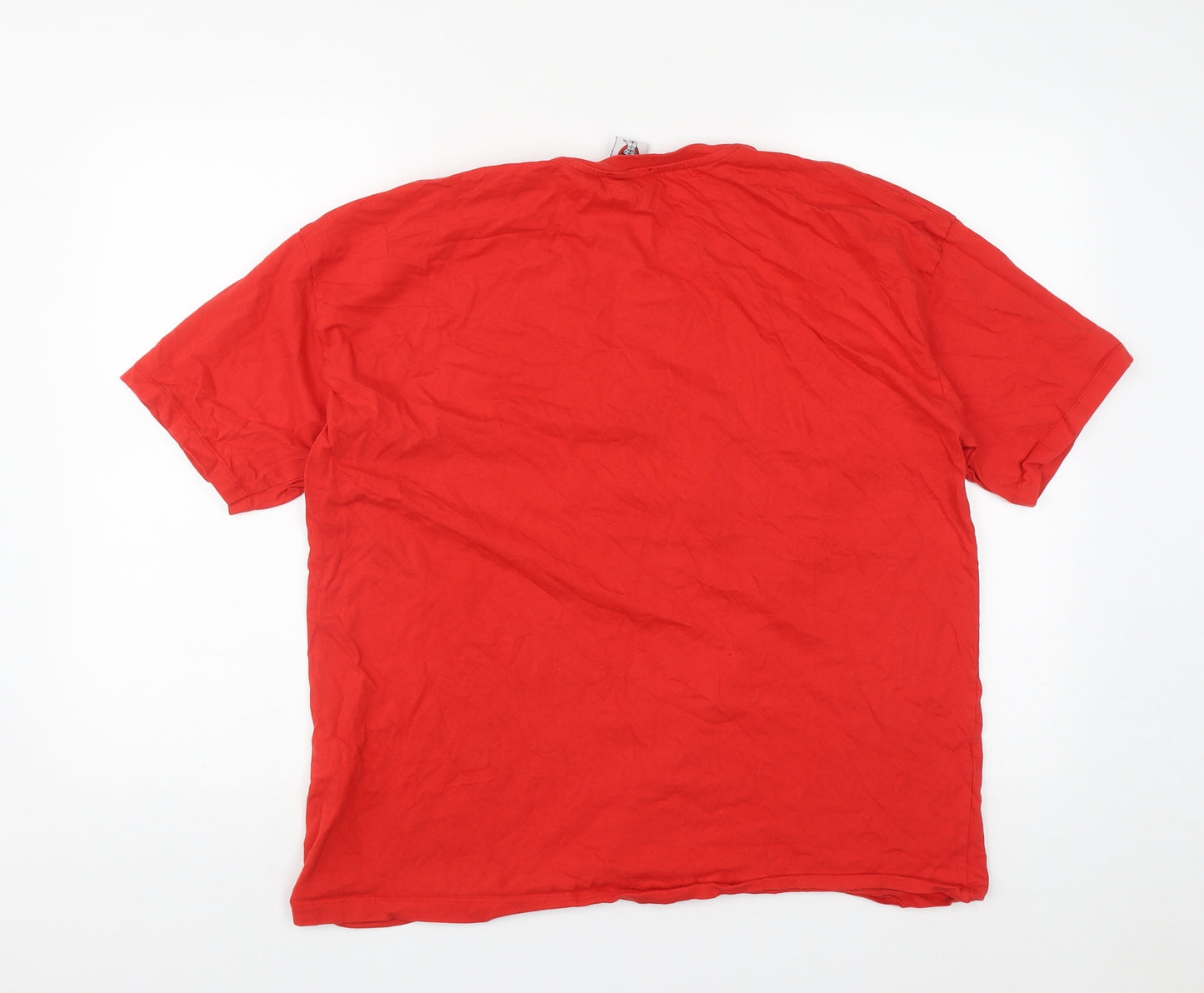 Zara Womens Red  Cotton Basic T-Shirt Size XL Round Neck